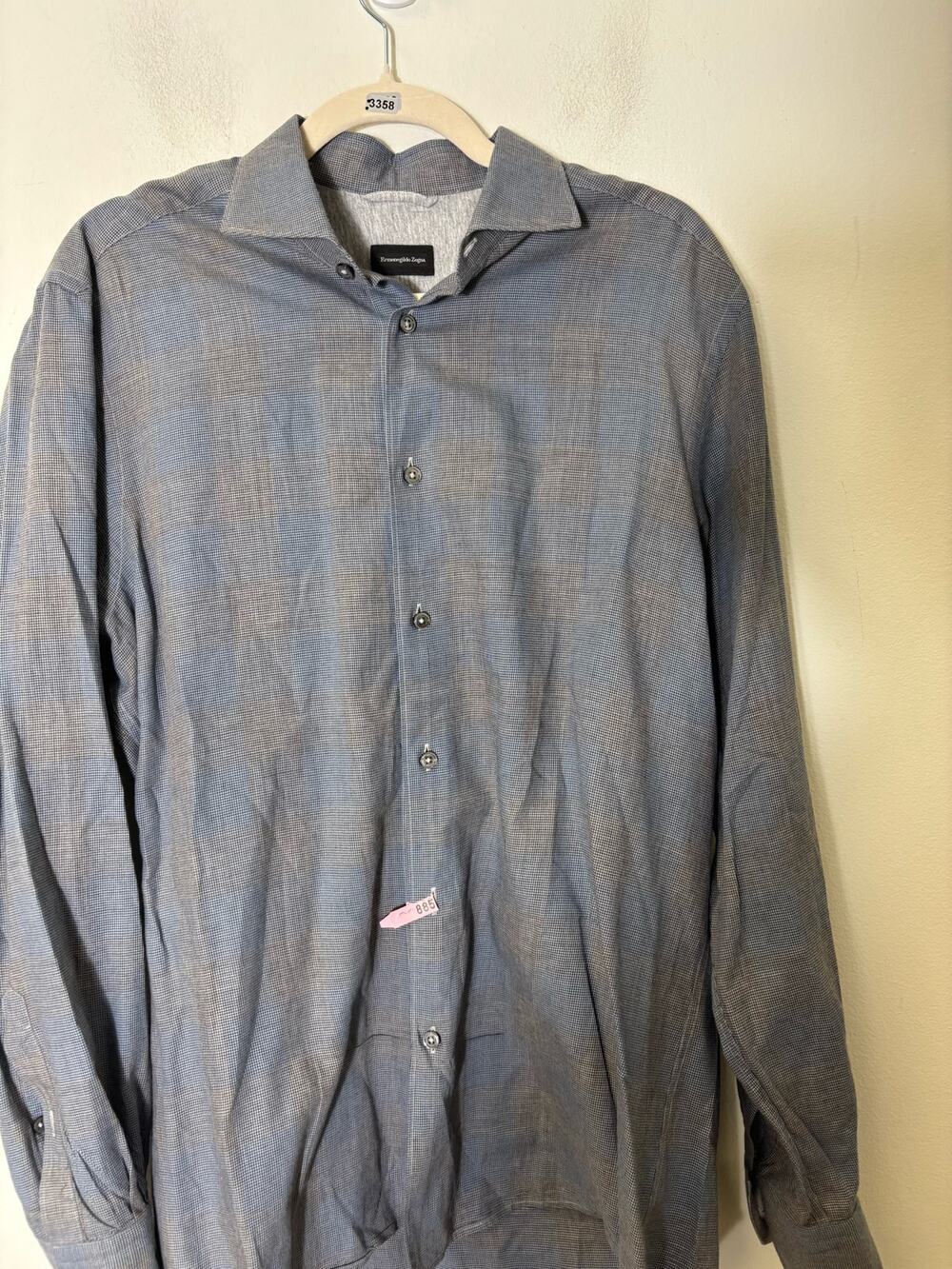 Men's Ermenegildo Zegna Bluish Gray Soft Cotton  Button Down Shirt Sz L